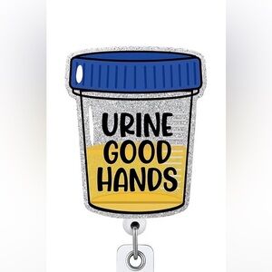 Funny Urine Good Hands Badge Reel